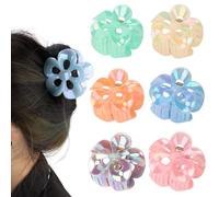 OWill 6 Pcs Flower Claw Clips, Colourful NonSlip Hair Clips for Women and Girls, Strong Hold Claw Clip for Thick Hair, Durable Flower Hair Clips for Everyday Styling