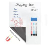 OWill A3 Magnetic Whiteboard Sheet for Fridge - 42x30cm Dry Erase White Board Planner for Kitchen & Office - Stain Resistant Surface, Strong Magnet Backing - Includes 3 Markers & Eraser