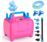 OWill Balloon Pump Electric, Multipurpose Balloon Inflator Electric Air Pump, Portable Dual Nozzle Balloons Air Pump Electric 600W Blow Machine for Party Decoration, Pink