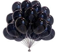 OWill Black Balloons 50 Pcs - 10 Inch Black Latex Balloons for Birthday, Graduation, Party Decorations, Girls’ Celebrations, Helium or Air Filled