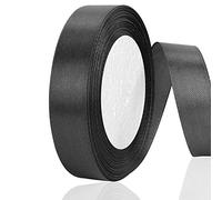 OWill Black Satin Ribbon, Double Sided Polyester 20mm X 22m(24 Yards) Gift Wrapping Ribbon for Cake Decoration, DIY Sewing Project, Party Balloon & Hair Bows Decoration