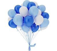 OWill Blue & White Balloons - 50pcs 10" Latex Balloons for Wedding, Birthday & Party Decorations