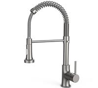 OWill Brushed Kitchen Taps with Pull Out Spray, 360° Swivel, Modern Stainless Steel Kitchen Sink Faucet for Camper Laundry Utility Rv Wet Bar