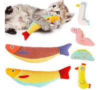 OWill Cat Catnip Toys, 6 Pcs Cat Chew Toy, Interactive Soft Plush Fish Toy for Cats Adult Kitten Indoor