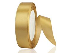 OWill Champagne Gold Satin Ribbon, Double Sided Polyester 20mm X 22m(24 Yards) Gift Wrapping Ribbon for Cake Decoration, DIY Sewing Project, Party Balloon Decoration & Hair Bows