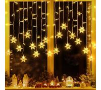 OWill Christmas Curtain String Lights, 13ft/4M 96 LED Snowflakes Fairy Light Indoor with 8 Flashing Modes for Christmas Window, Wedding, Party, Wall Decorations (Warm White)