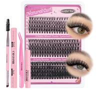 OWill Cluster Lashes, 300Pcs Fluffy Individual Eyelashes Kit DIY Lash Extensions Kit D Curl Eyelashes Russian Cluster Lashes with Lash Bond and Tweezer (30+40+50D)