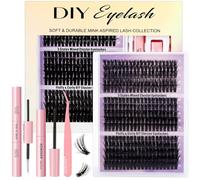 OWill Cluster Lashes Kit 300Pcs - D Curl Wispy Individual Eyelashes Extension with Bond and Seal, 60D+80D+100D Mixed DIY Eyelash Clusters, Fluffy Volume False Lashes for Natural Look (10-18mm)