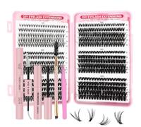 OWill Cluster Lashes Kit 580Pcs Individual Eyelashes Book with Tweezers, Bond & Seal and Remover, 8-16mm D Curl Eyelash Clusters Volume DIY Lash Extension Kit for Beginners& Professionals(30D-100D)