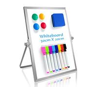 OWill Dry Erase Whiteboard, 30 X 20 cm Small Whiteboard with Stand, Mini White Board Magnetic Desktop & Portable Double-Sided White Board Easel for Drawing in School & Home