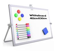 OWill Dry Erase Whiteboard, 30 X 40 cm Mini Magnetic Desktop Whiteboard with Stand, Small A3 Magnetic White Board & Portable Double-Sided White Board Easel for Drawing in School & Home