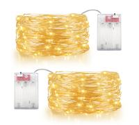 OWill Fairy Lights, 2 PCS 100 LEDs String Lights Battery Operated,10m Battery Fairy Lights Copper Wire String Lights for Indoor/Outdoor,Party,Decoration-Warm White