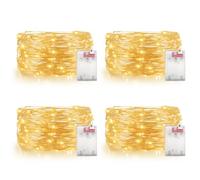 OWill Fairy Lights - 4 PCS 100 LEDs Battery Operated, 10m Copper Wire String Lights for Indoor/Outdoor, Party, Decoration - Warm White
