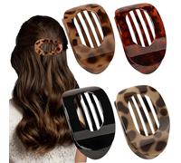 OWill Flat Claw Clip, 4 Pcs Flat Hair Clips for Women, Curved Design Hair Clips for Thick Thin Hairs, Hair Accessories for Women and Girls