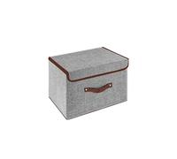 Owill Foldable Storage Boxes with Lids, Fabric Storage Cubes with Handles, for Home, Office, 25 X 19 X 16 cm(1pcs, grey)