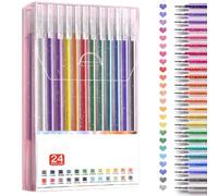 OWill Glitter Pens Gel Pens Set Kids, Colouring Pens for Kids Adults, Coloring Gel Pen Glitter, Coloured Writing Pens for Coloring Books Cards Journaling Crafting Drawing (24pcs)