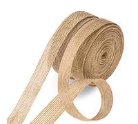 OWill Hessian 2 Rolls of Jute Ribbon, 20m Long Gift Ribbon Natural Ribbon, Decorative Ribbon for Crafting and Gift Wrapping (2cm) (Jute Ribbon)