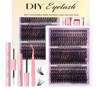 OWill Lash Cluster Kit, 300pcs Individual Cluster Lashes, D Curl 10-18mm Mixed Length 30D+40D+50D Eyelash Clusters for DIY At-Home Extensions with Tweezer Bond and Seal & Remover