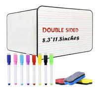 OWill Lined Mini Dry Erase Board, A4, Ruled & Blank, Double Sided Portable Whiteboard with 8 Markers & 3 Erasers