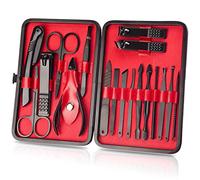 OWill Manicure Set, 18pcs Nail Clippers Pedicure Kit Nail Care Kit Manicure Professional Tools Gift for Men Women Friends and Parents (Black & Red)