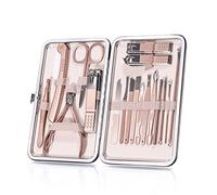 OWill Manicure Set, 18pcs Nail Clippers Pedicure Kit with PU Leather Case Nail Care Kit Professional Tools Gift for Women Wife Girlfriend Parents(Rose Gold)