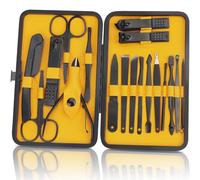 OWill Manicure Set, 18pcs Nail Clippers Pedicure Kit with PU Leather Case Nail Care Kit Professional Tools Gift for Women Wife Girlfriend Parents (Yellow)