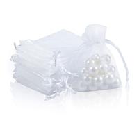 Owill Pack of 50 Organza Gift Bags, 7×9cm White Organza Gift Bag Perfect for Wedding, Christmas, Birthday, Anniversary Party Supplies