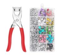 OWill Poppers Fasteners, 200 Set Press Studs Snap Fasteners Kit with Fastener Pliers, 9.5mm 10 Colour Metal Snap Buttons Kit for Fabric Clothes Bag DIY Crafts Supplies