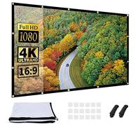 OWill Projector Screen 120 Inch 16:9 HD 4K, Portable Foldable Anti-Crease Movie Screen for Home Cinema Outdoor Garden Party, Support Double-Sided Projection & Easy Install with Hooks Ropes
