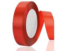OWill Red Satin Ribbon, Double Sided Polyester 20mm X 22m(24 Yards) Gift Wrapping Ribbon for Cake Decoration, DIY Sewing Project, Party Balloon & Hair Bows Decoration