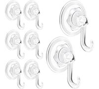 OWill Suction Hooks, 8 Pcs Shower Hooks for Bathroom, High Load-Bearing Clear Vacuum Suction Cup Hook, Multi-Purpose Powerful Sucker Hook for Bathroom Kitchen Door