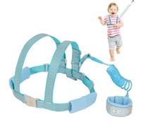 OWill Toddler Reins Walking Harness, 1-3 Years Boys and Girls, Anti Lost Wrist Reins with Luminous Effect Induction Unlocking Warning Whistle (1.5m Blue)