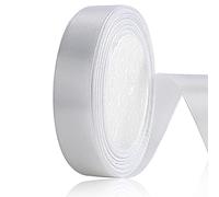 OWill White Satin Ribbon, Double Sided Polyester 20mm X 22m(24 Yards) Gift Wrapping Ribbon for Cake Decoration, DIY Sewing Project, Party Balloon & Hair Bows Decoration