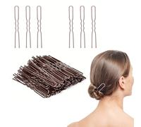 OWITER 50 PCS U Shaped Hair Pins for Bun，7 cm/2.76 Inches Hair Bun Pins，Bobby Pins French Hair Pin for Buns & Women Bun Pins Hair Pins for Buns & Women (Red Brown)