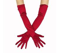 OWITER Long Elbow Gloves Bride Satin Gloves 1920s Opera Evening Party Dance Prom (Burgundy)