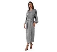 OWITER Long Women's Satin Robe for Wedding Party or Bachelor Party 6040 (UK, Alpha, One Size, Regular, Regular, Grey)