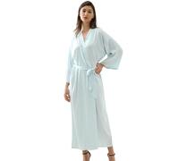 OWITER Long Women's Satin Robe for Wedding Party or Bachelor Party 6040 (UK, Alpha, One Size, Regular, Regular, Light Blue)