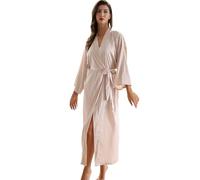 OWITER Long Women's Satin Robe for Wedding Party or Bachelor Party 6040 (UK, Alpha, One Size, Regular, Regular, Champagne)