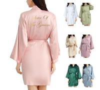 OWITER Women's Satin Robe Bride Bridesmaid Robe for Wedding Bridal Party Luxury Gifts (One Size, Blush Sister Of The Groom)