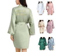 OWITER Women's Satin Robe Bride Bridesmaid Robe for Wedding Bridal Party Luxury Gifts (One Size, Sage Sister Of The Bride)