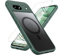 OWKEY For Google Pixel 8A 5G Case, Magnetic Google Pixel 8A Mobile Phone Case for MagSafe with Protection Glass Thin Military Protection Protective Case for Google Pixel 8A (Green)