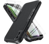 OWKEY iPhone X/XS Case 5.8" with Tempered Glass Screen - Shockproof Military Grade Drop Protection, Heavy Duty Anti-Scratch Slim Cover in Black