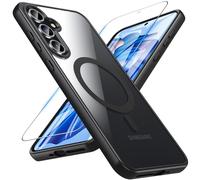 OWKEY Samsung A55 5G Phone Case,Magnetic Samsung A35 5G Case for Magsafe with Tempered Glass Screen Protector,[Shockproof Military] Transparent Back Slim Bumper Cover Phone Case Samsung A35|A55,Black