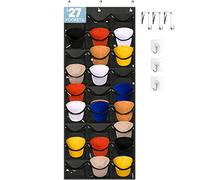 Owkjar 27 Large Pockets Hat Organizer for Baseball Caps,Hat Rack with 6 Hooks Over the Door or Wall Multiple Caps Display Storage Racks,Hat Holder Organizer for Golf Sports Caps Organization