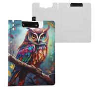 Owl 1 Clipboard a4 Clip Board Foldover Document Folder Files for Paperwork with Clips Lightweight Plastic