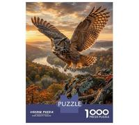 Owl 1000 Piece Jigsaw As A Dawn Sky & River Valley for Family Weekend Activity Participants Stress Relief Unique Pattern 70x50cm/1000pcs