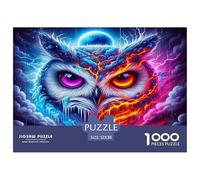 Owl 1000 Piece Jigsaw Puzzle for Adults - Recycled Paper Owl Cosmic Fire Mystical Vibrant Artistic Fun Present & Activity for Home Great Gift Idea52x38cm/1000pcs