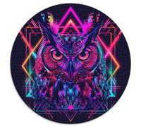 Owl 1000 Piece Jigsaw Puzzles Round Jigsaw Classic Educational Games Beautiful Decoration Puzzle for Travel Gifts,Present 1000pcs (67.5x67.5cm)