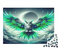 Owl 1000 Piece Puzzle Green Winged Owl Vivid Colors Precision-cut Premium Cardboard for Beginners 70x50cm/1000pcs