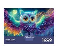 Owl 1000 Piece Rainbow Owl Cardboard Jigsaw Puzzle for Adults 14+ Senior Centre Activity Classroom Puzzle Social Icebreaker Stress Relief 38x26cm/1000pcs